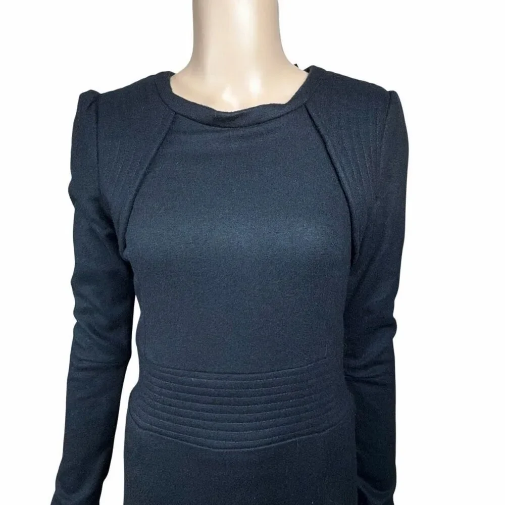 Kova & T size 2 Black Structured Puff Sleeve Mini Dress Bodycon Designer (102)